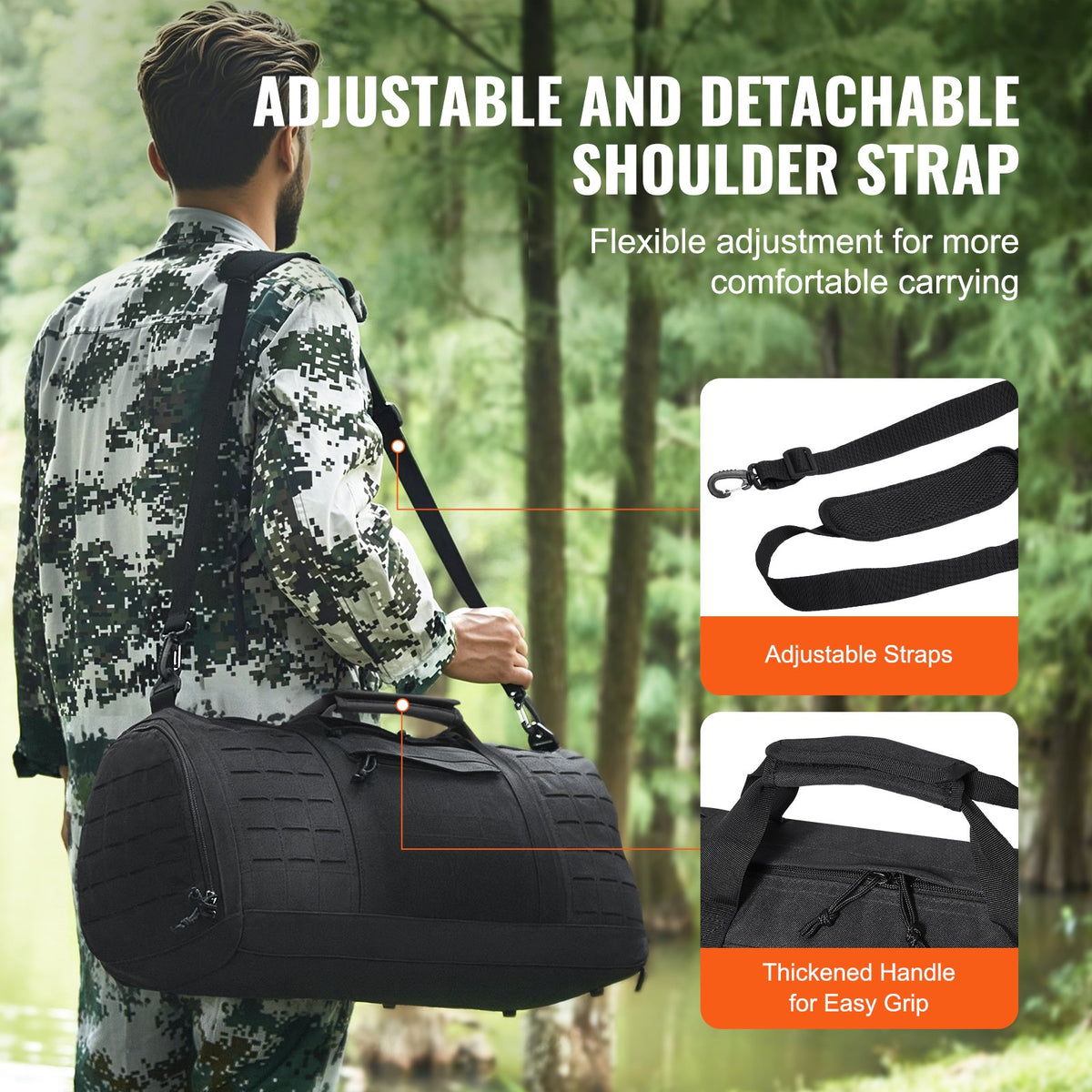 Tactical Duffle Bag | 45L Gym Bag with Molle Design & Shoe Compartment