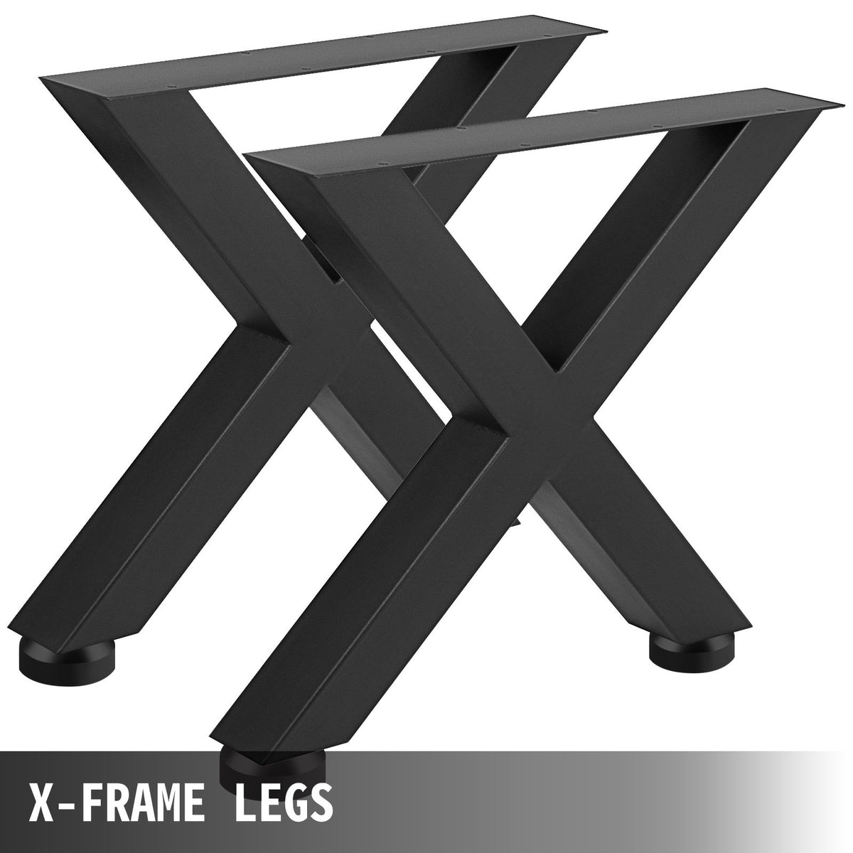 Steel Table Legs Set of 2 | 16"x15"x3.1" X-Frame | Black Industrial Style Metal Dining Legs
