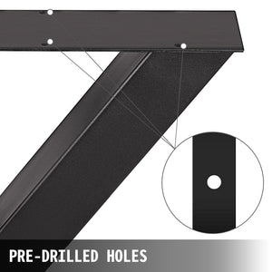 Steel Table Legs Set of 2 | 16"x15"x3.1" X-Frame | Black Industrial Style Metal Dining Legs