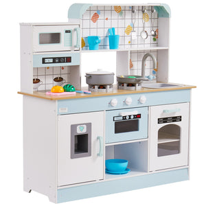 Kids Kitchen Playset | White Pretend Cooking Toy with 24 Accessories