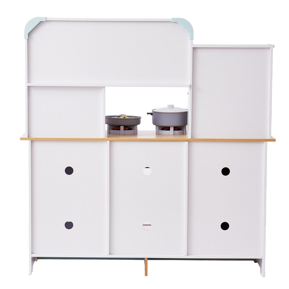 Kids Kitchen Playset | White Pretend Cooking Toy with 24 Accessories