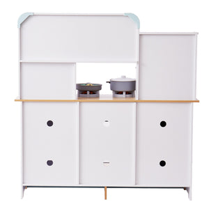 Kids Kitchen Playset | White Pretend Cooking Toy with 24 Accessories