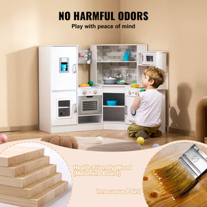 Kids Kitchen Playset | White Pretend Cooking Set with 24 Accessories