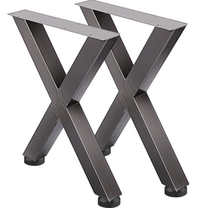Steel Table Legs Set of 2 | 28"x24"x3.1" X-Frame | Original Color Industrial Style