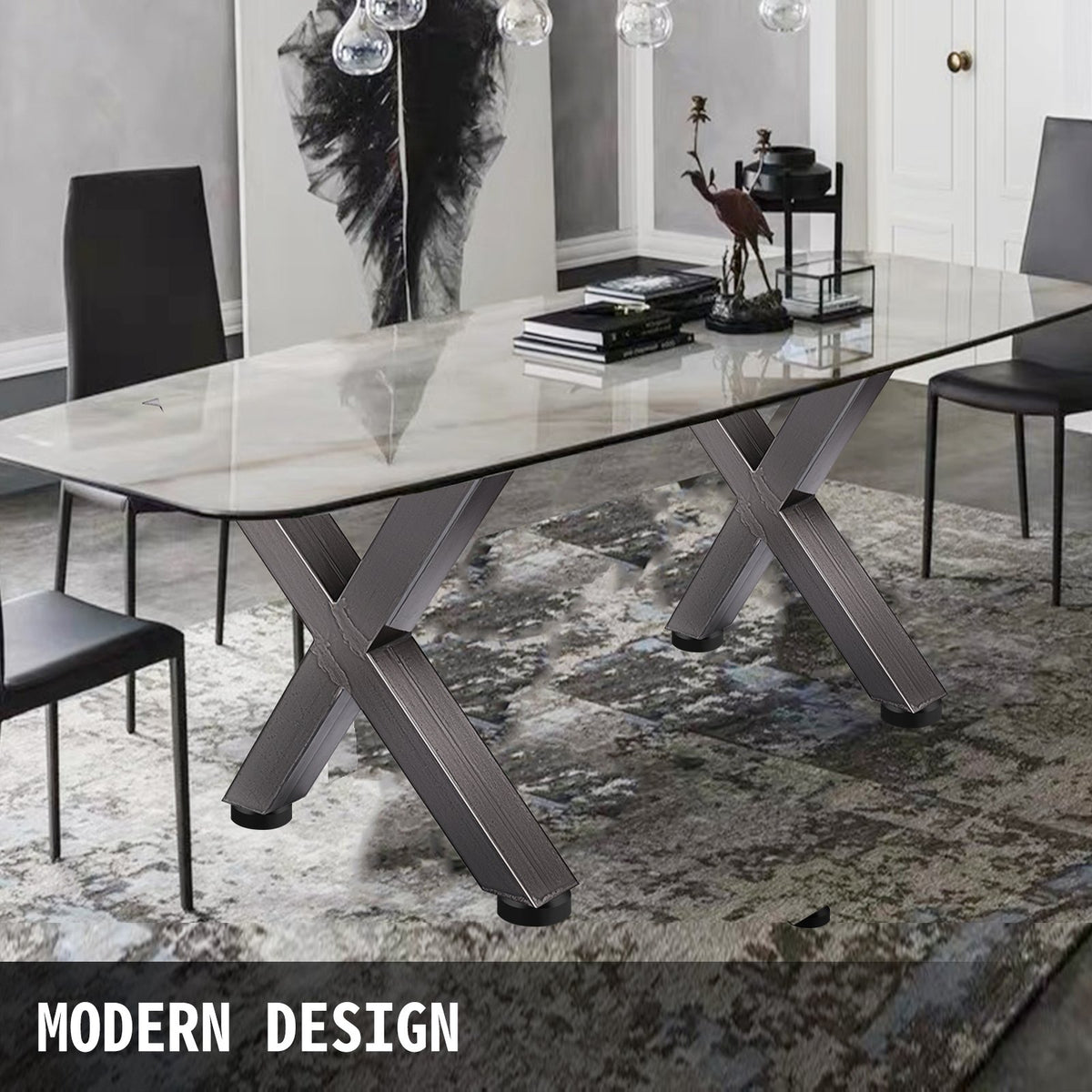 Steel Table Legs Set of 2 | 28"x24"x3.1" X-Frame | Original Color Industrial Style