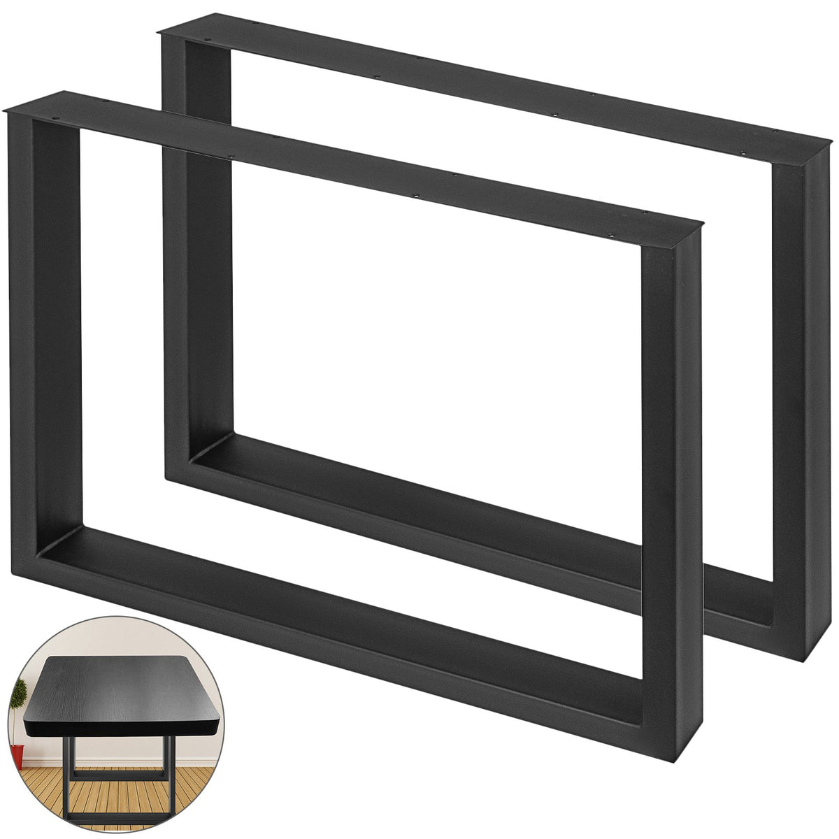 Black Metal Table Legs Set of 2 | 35"x28" Steel Dining or Office Desk Legs | Country Style DIY Furniture Legs