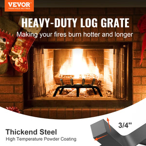 Fireplace Log Grate 18" | Heavy Duty Steel with 6 Support Legs | Indoor & Outdoor Firewood Rack