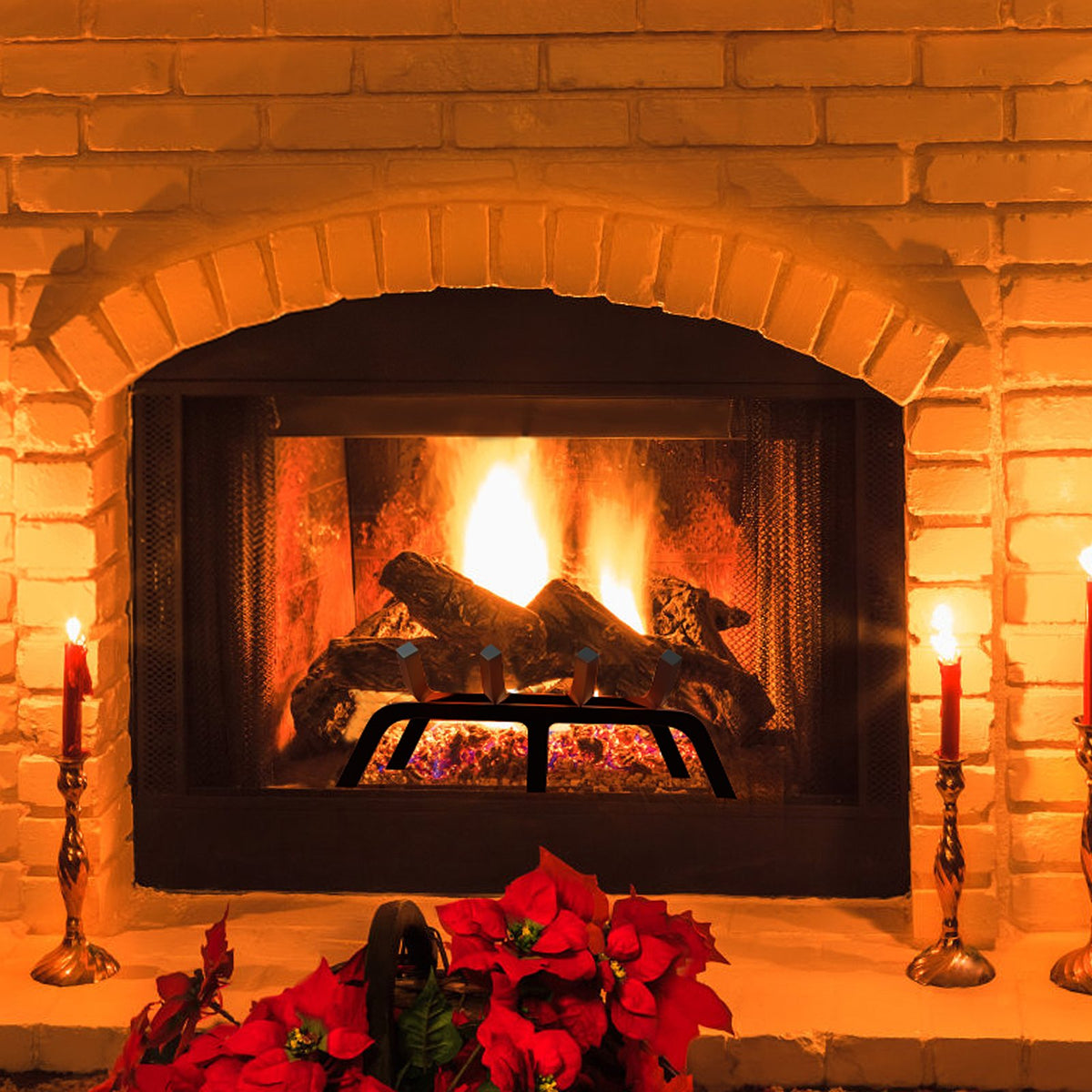 Fireplace Log Grate 18" | Heavy Duty Steel with 6 Support Legs | Indoor & Outdoor Firewood Rack