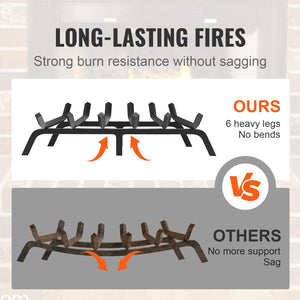 Fireplace Log Grate 685mm | Heavy Duty 6-Leg Steel Firewood Rack