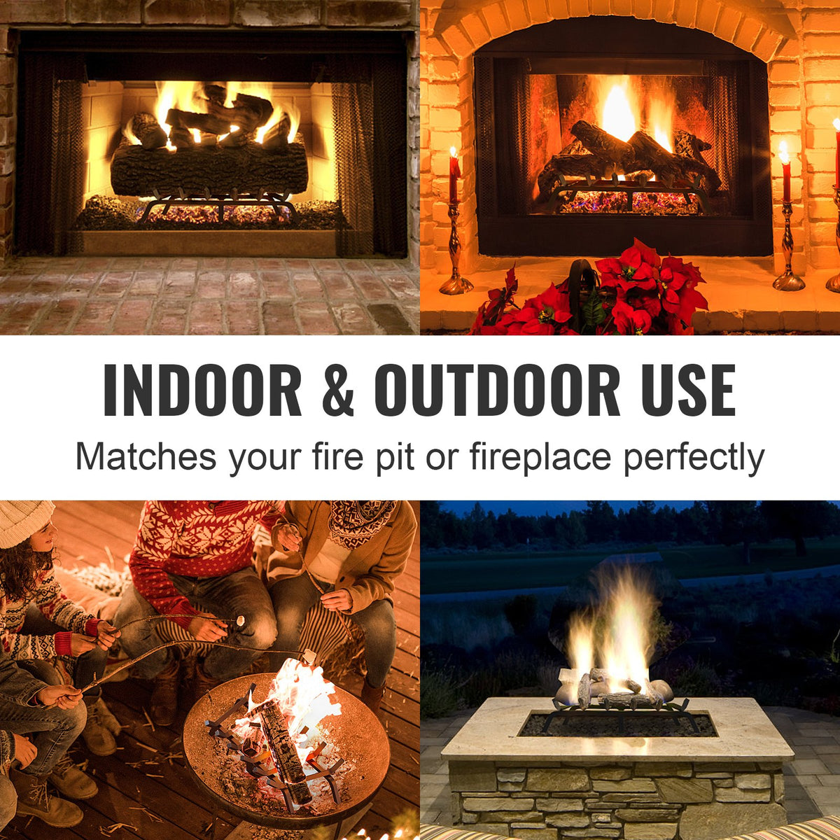 Fireplace Log Grate 685mm | Heavy Duty 6-Leg Steel Firewood Rack