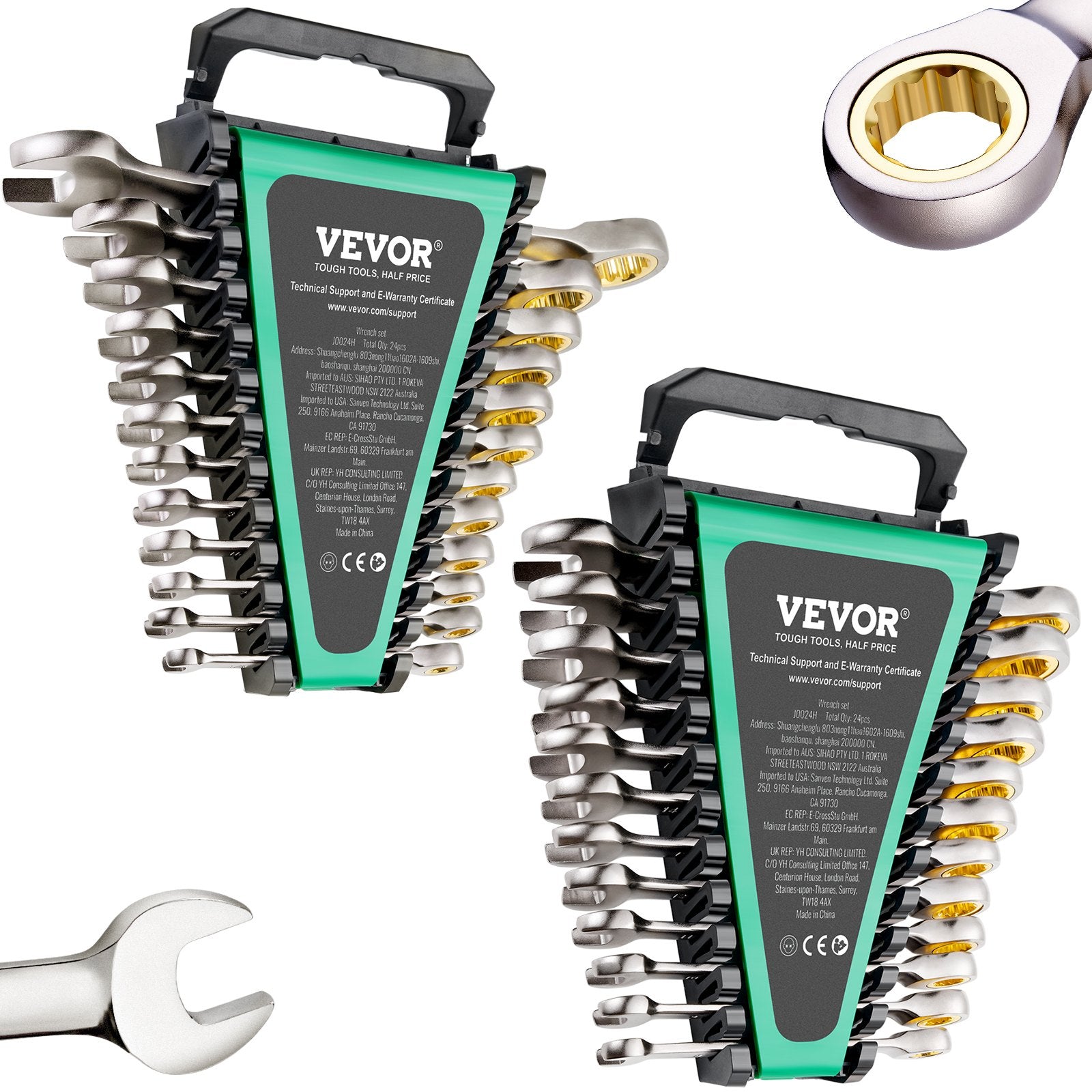 Wrench Set | 24-Piece SAE & Metric Combination Wrenches with Organizer