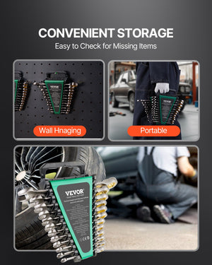 Wrench Set | 24-Piece SAE & Metric Combination Wrenches with Organizer
