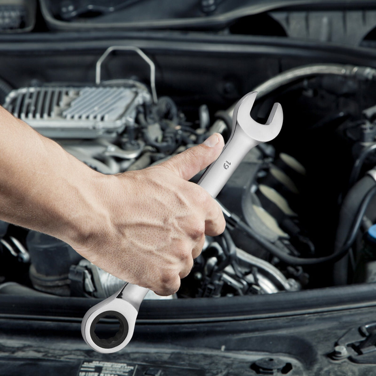 Combination Wrench Set | 8-Piece Metric 8–19mm with Organizer Rack