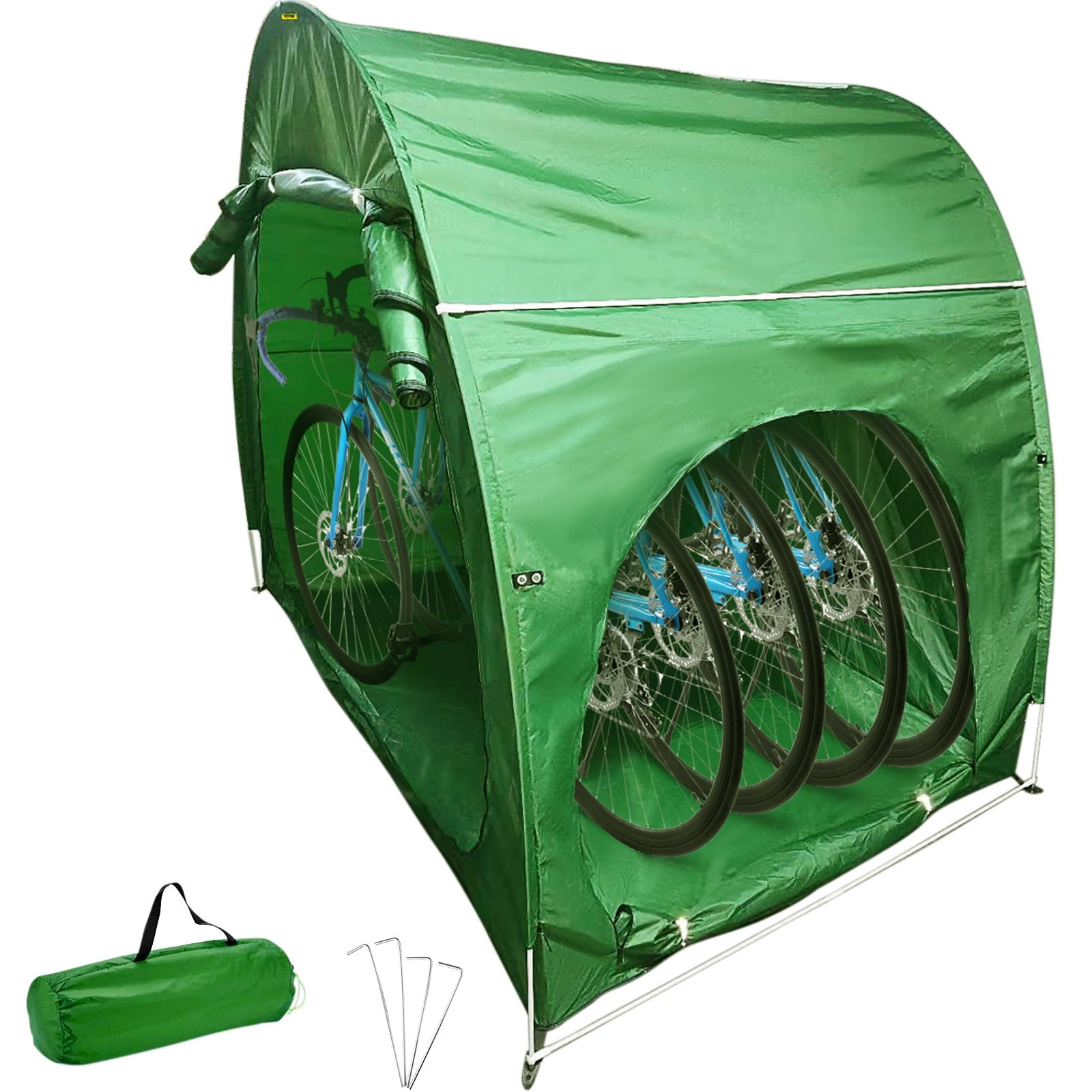 Bike Cover Storage Tent | 420D Oxford Fabric | Holds 4 Bikes | Waterproof Outdoor Bicycle Storage Shed with Carry Bag | Green