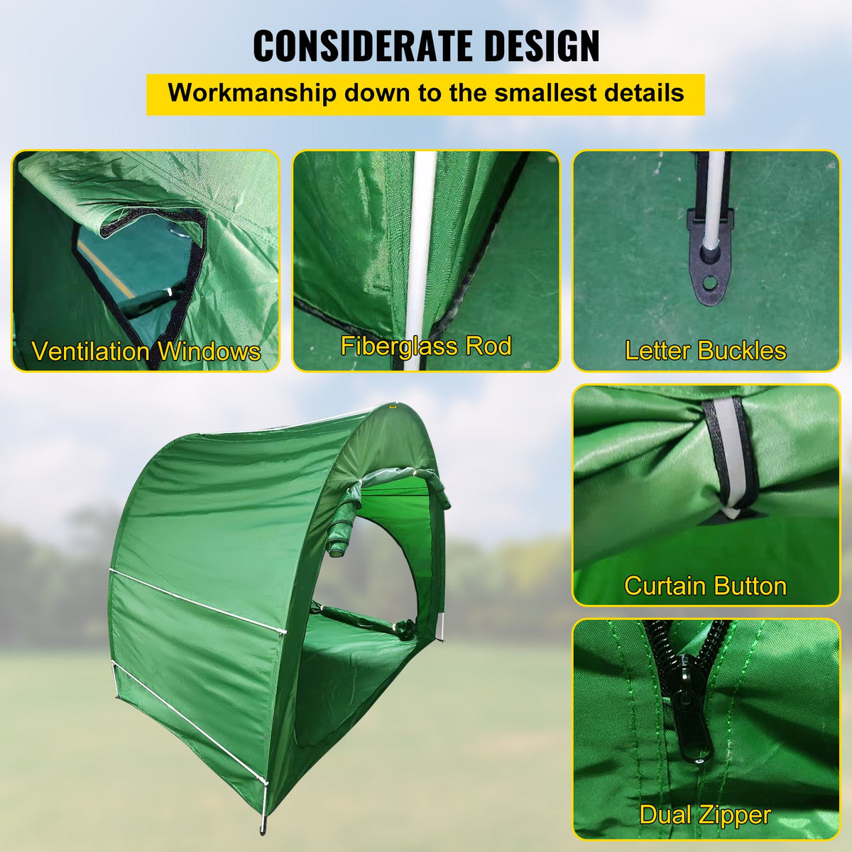 Bike Cover Storage Tent | 420D Oxford Fabric | Holds 4 Bikes | Waterproof Outdoor Bicycle Storage Shed with Carry Bag | Green