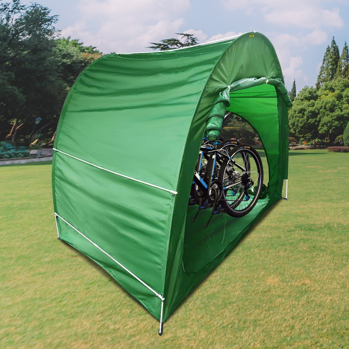 Bike Cover Storage Tent | 420D Oxford Fabric | Holds 4 Bikes | Waterproof Outdoor Bicycle Storage Shed with Carry Bag | Green