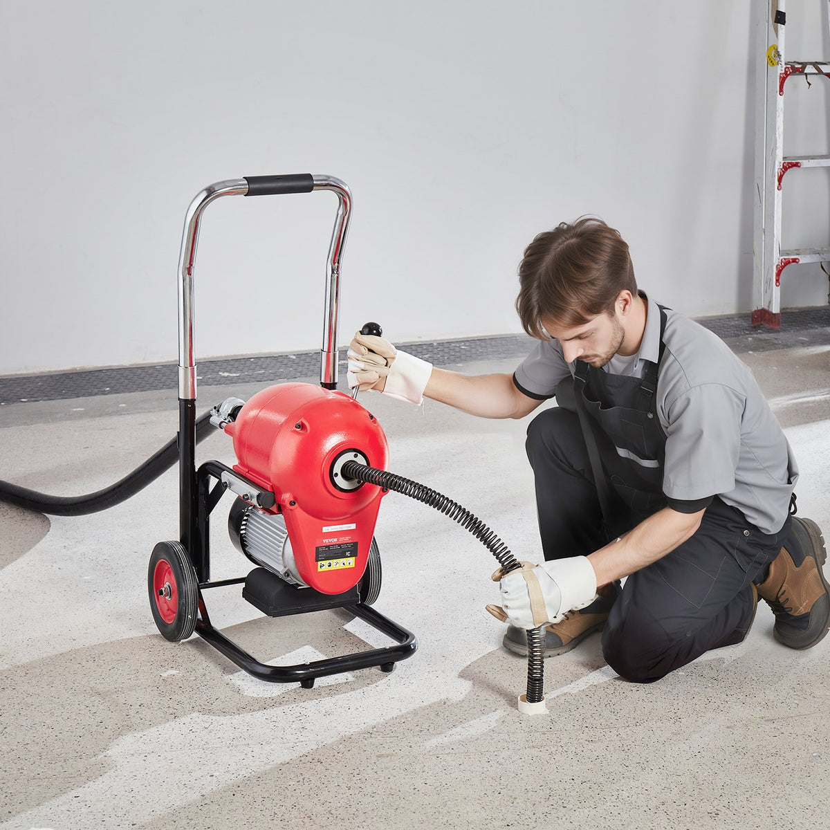Drain Cleaner Machine | 120ft x 6/5" Sectional Snake Auger | Manual Feed