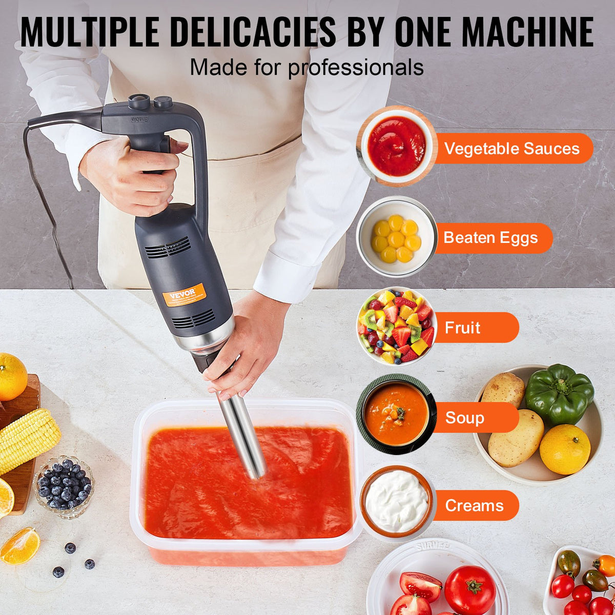 Commercial Immersion Blender 350W | Heavy Duty Hand Mixer for Soups & Sauces | Ergonomic Grip & Stainless Steel Shaft