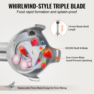 Commercial Immersion Blender 350W | Heavy Duty Hand Mixer for Soups & Sauces | Ergonomic Grip & Stainless Steel Shaft