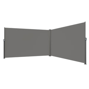 Retractable Side Awning | 160x600cm Gray Aluminum Privacy Screen | Waterproof UV30+ Patio, Balcony & Backyard Divider