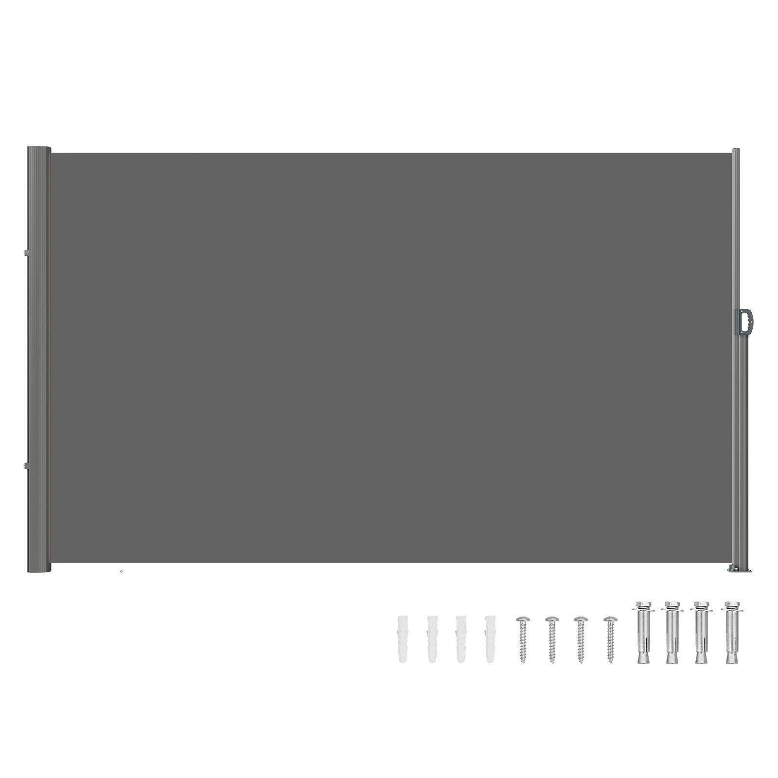 Retractable Side Awning | 180x300cm Gray Aluminum Privacy Screen | Waterproof UV30+ Patio, Balcony Divider