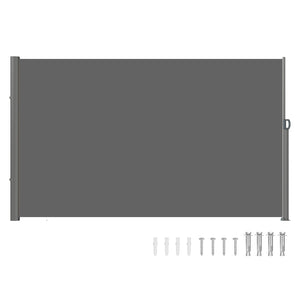 Retractable Side Awning | 180x300cm Gray Aluminum Privacy Screen | Waterproof UV30+ Patio, Balcony Divider