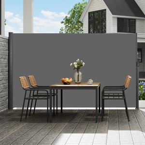 Retractable Side Awning | 180x300cm Gray Aluminum Privacy Screen | Waterproof UV30+ Patio, Balcony Divider