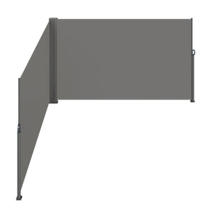 Retractable Side Awning | 180x600cm Gray Aluminum Privacy Screen | Waterproof UV30+ Patio & Garden Divider