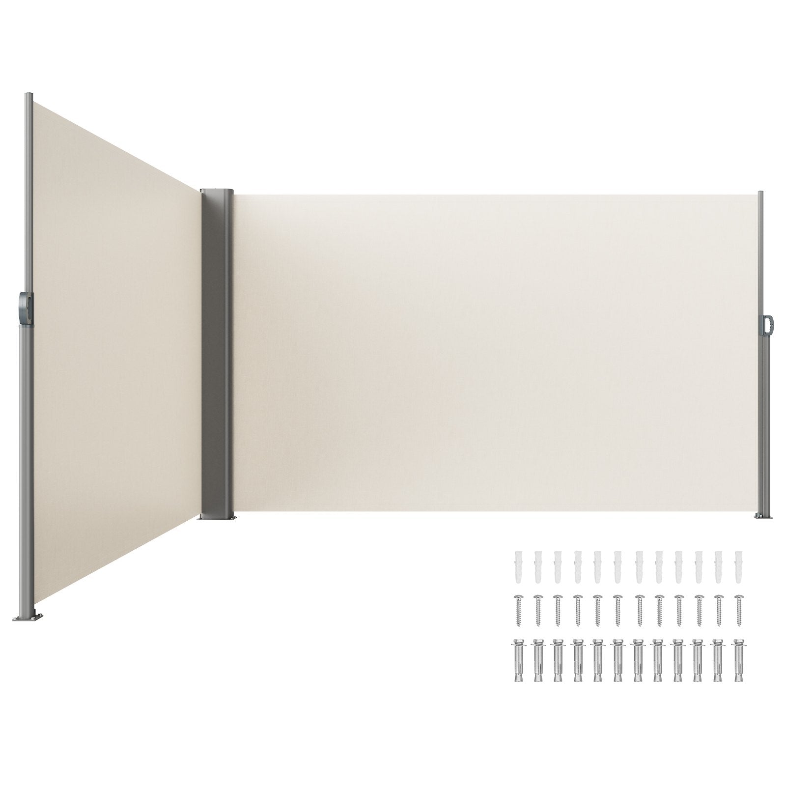 Retractable Side Awning | 180x600cm Aluminum Privacy Screen | Beige Waterproof Polyester