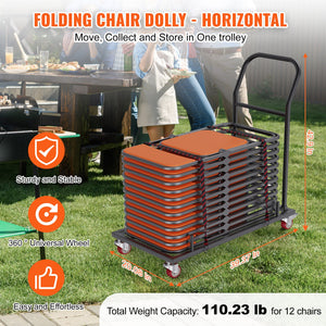 Folding Chair Dolly | Heavy Duty Rack for 12 Chairs | Iron Frame