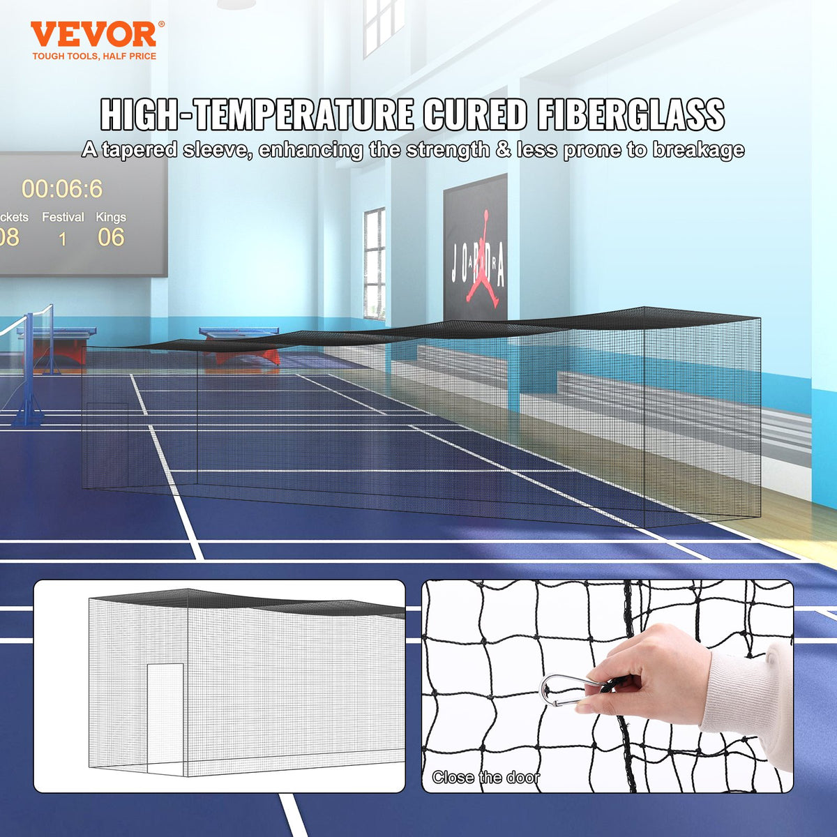 Baseball Batting Cage Net | Heavy Duty Enclosed PE Net with Door | 1676cm Practice Netting – Net Only