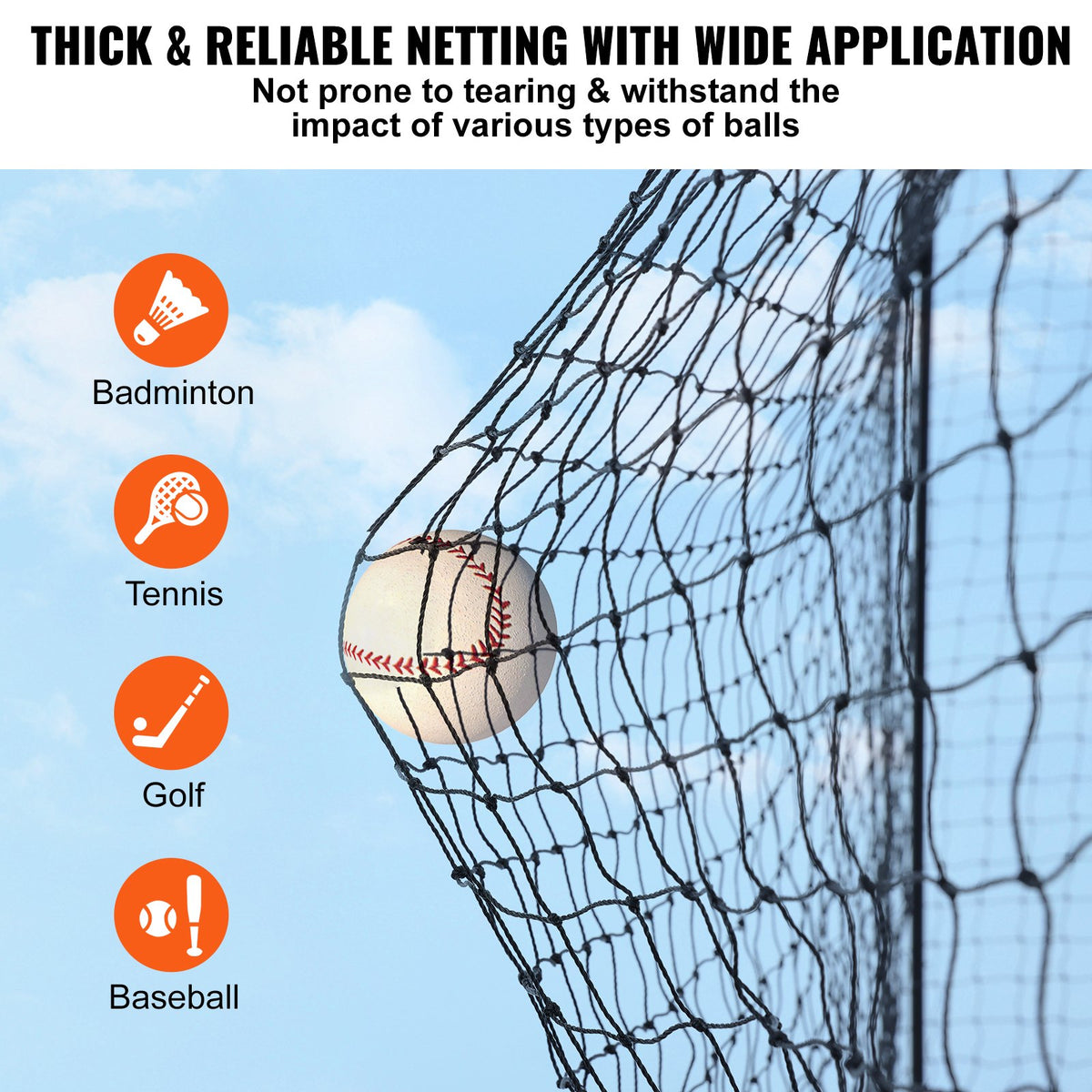 Baseball Batting Cage Net | Heavy Duty Enclosed PE Net with Door | 1676cm Practice Netting – Net Only