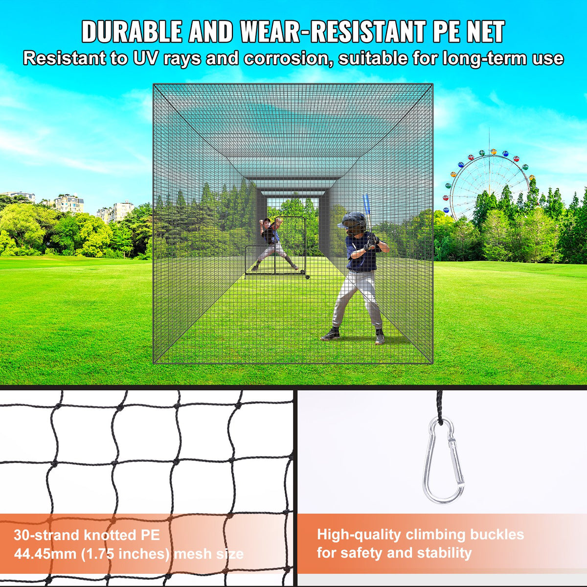 Baseball Batting Cage Net | Heavy Duty Enclosed PE Net with Door | 1676cm Practice Netting – Net Only