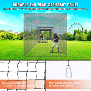 Baseball Batting Cage Net | Heavy Duty Enclosed PE Net with Door | 1676cm Practice Netting – Net Only