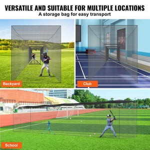 Baseball Batting Net | Professional Softball Baseball Hitting Training Net | Portable Practice Pitching Cage Net with Door & Carry Bag | Heavy Duty Enclosed PE Netting 2133cm | Net Only