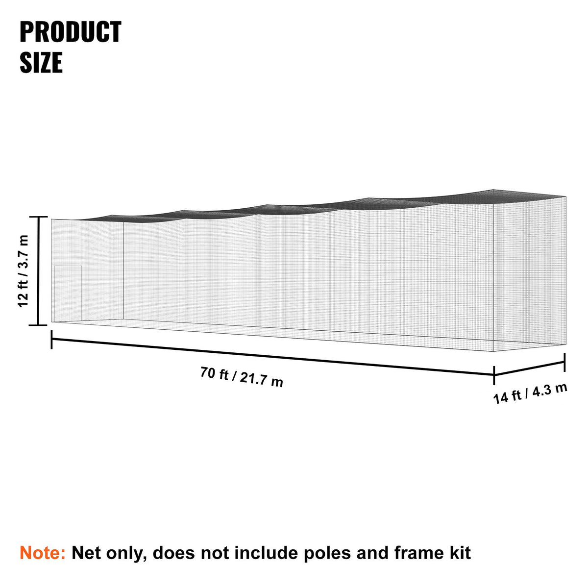 Baseball Batting Net | Professional Softball Baseball Hitting Training Net | Portable Practice Pitching Cage Net with Door & Carry Bag | Heavy Duty Enclosed PE Netting 2133cm | Net Only