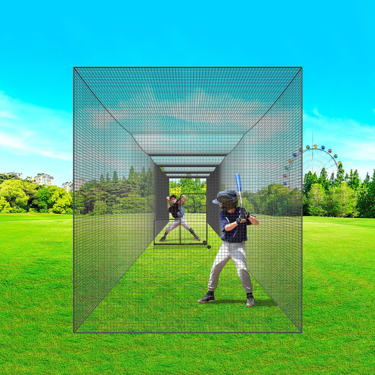 Baseball Batting Net | Professional Softball Baseball Hitting Training Net | Portable Practice Pitching Cage Net with Door & Carry Bag | Heavy Duty Enclosed PE Netting 2133cm | Net Only