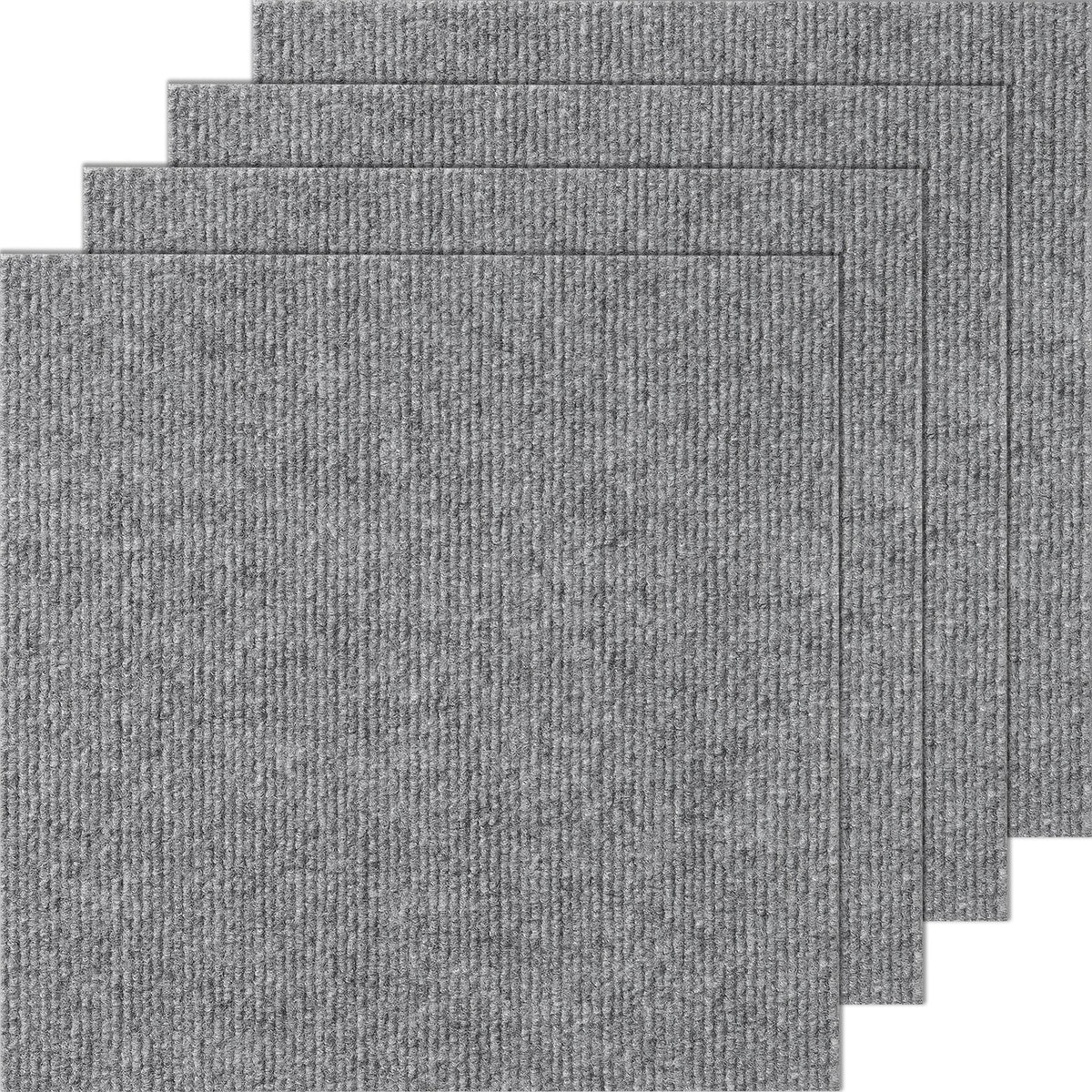Peel & Stick Carpet Tiles 12 Pack | Self-Adhesive Floor Squares | Light Gray | Indoor & Outdoor