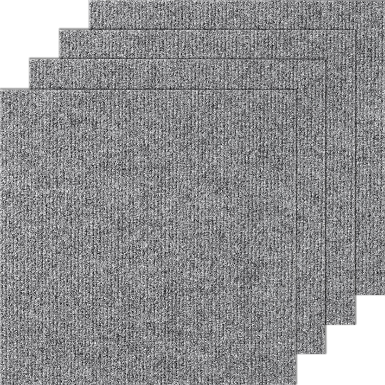 Peel & Stick Carpet Tiles 12 Pack | Self-Adhesive Floor Squares | Light Gray | Indoor & Outdoor