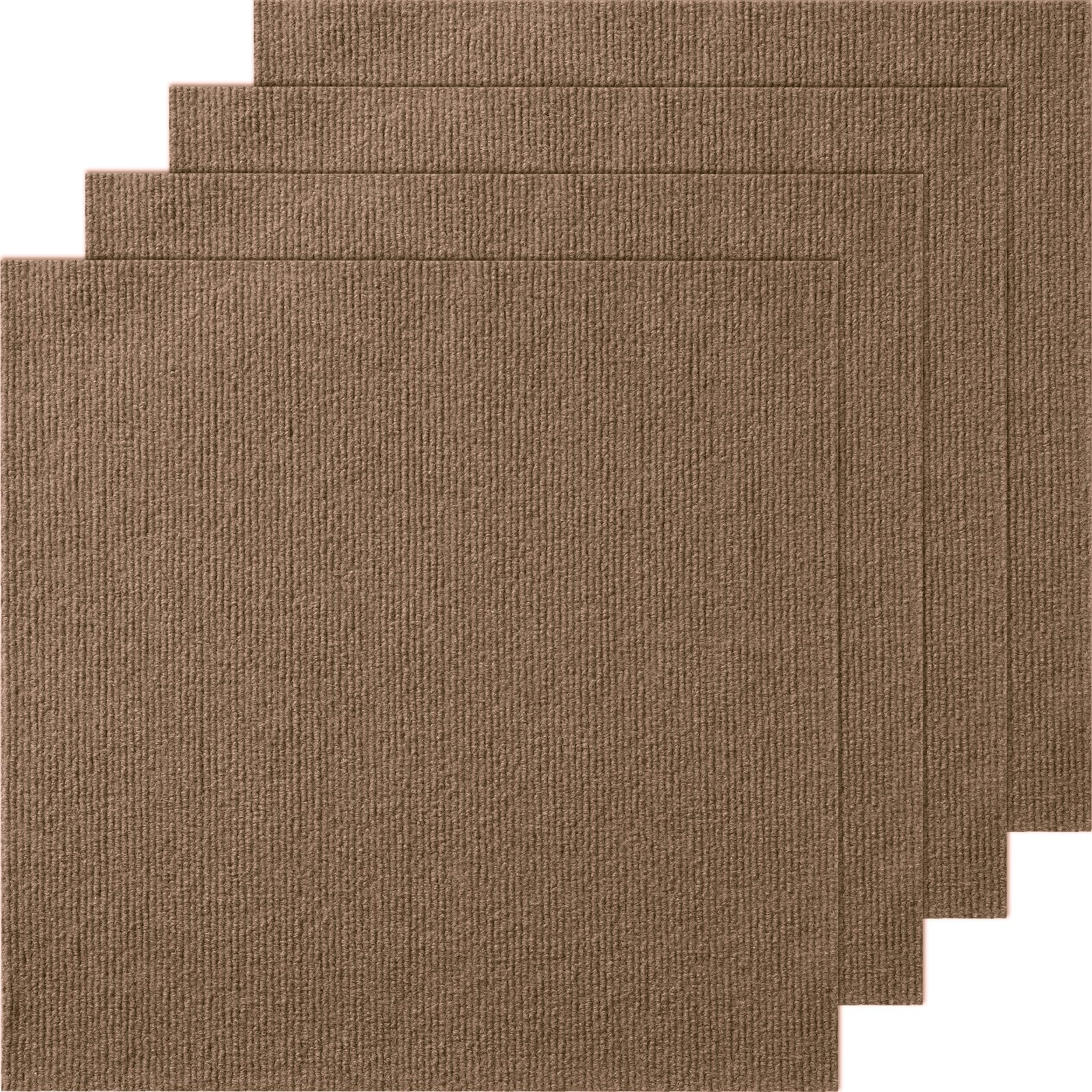 Peel & Stick Carpet Tiles 10 Pack | Self Adhesive Carpet Floor Squares | Soft Padded DIY Install | Indoor Outdoor Bedroom & Living Room | Dark Brown