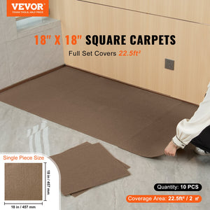 Peel & Stick Carpet Tiles 10 Pack | Self Adhesive Carpet Floor Squares | Soft Padded DIY Install | Indoor Outdoor Bedroom & Living Room | Dark Brown