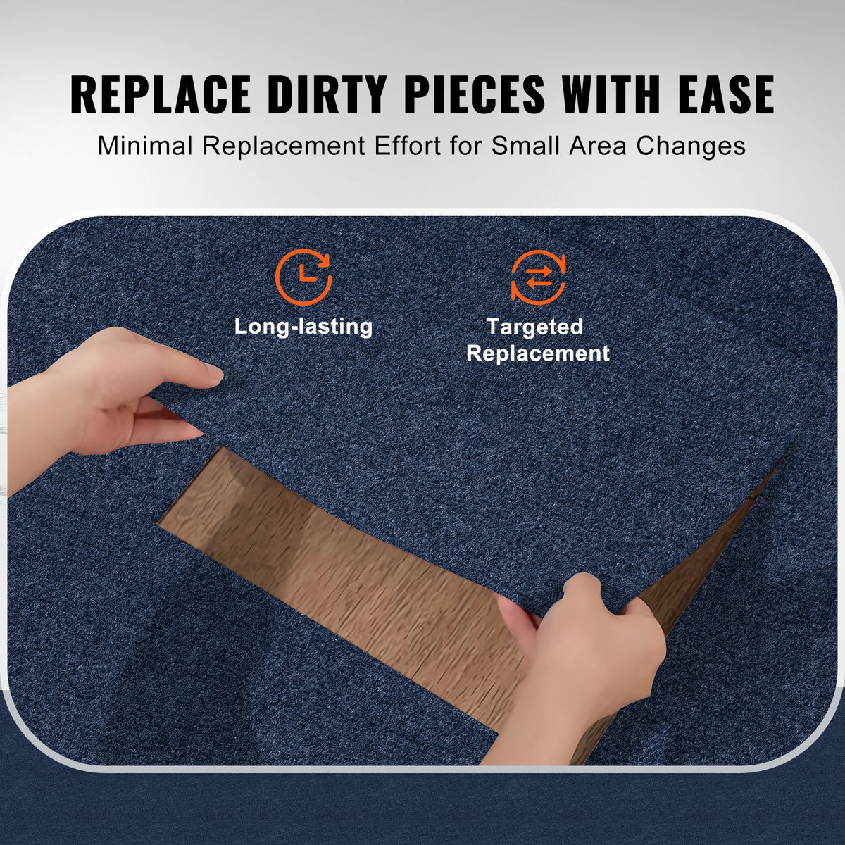 Peel & Stick Carpet Tiles | 15 Dark Blue Self-Adhesive Floor Squares | Soft & Easy Install