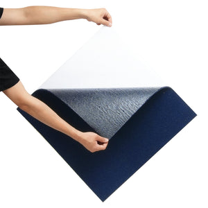 Peel & Stick Carpet Tiles | 15 Dark Blue Self-Adhesive Floor Squares | Soft & Easy Install