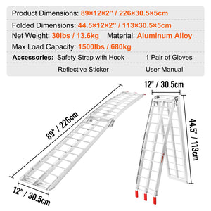 Aluminum Loading Ramps | 1500LBS Foldable Truck Bed Ramps | 2PCS