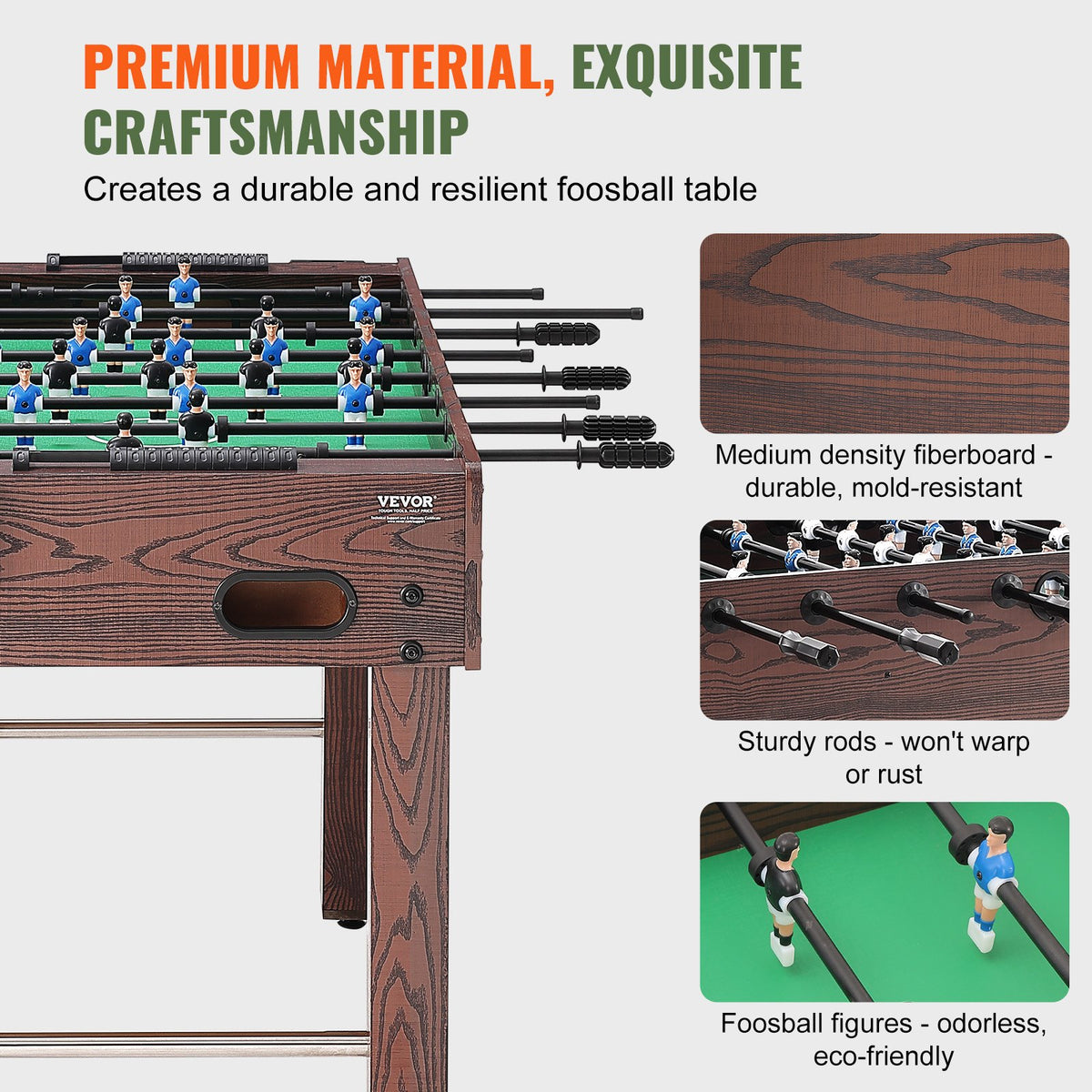 Foosball Table 48 Inch | Standard Indoor Soccer Table with 2 Balls & Cup Holders | Full Size Home & Game Room Play Set