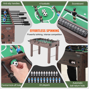 Foosball Table 48 Inch | Standard Indoor Soccer Table with 2 Balls & Cup Holders | Full Size Home & Game Room Play Set