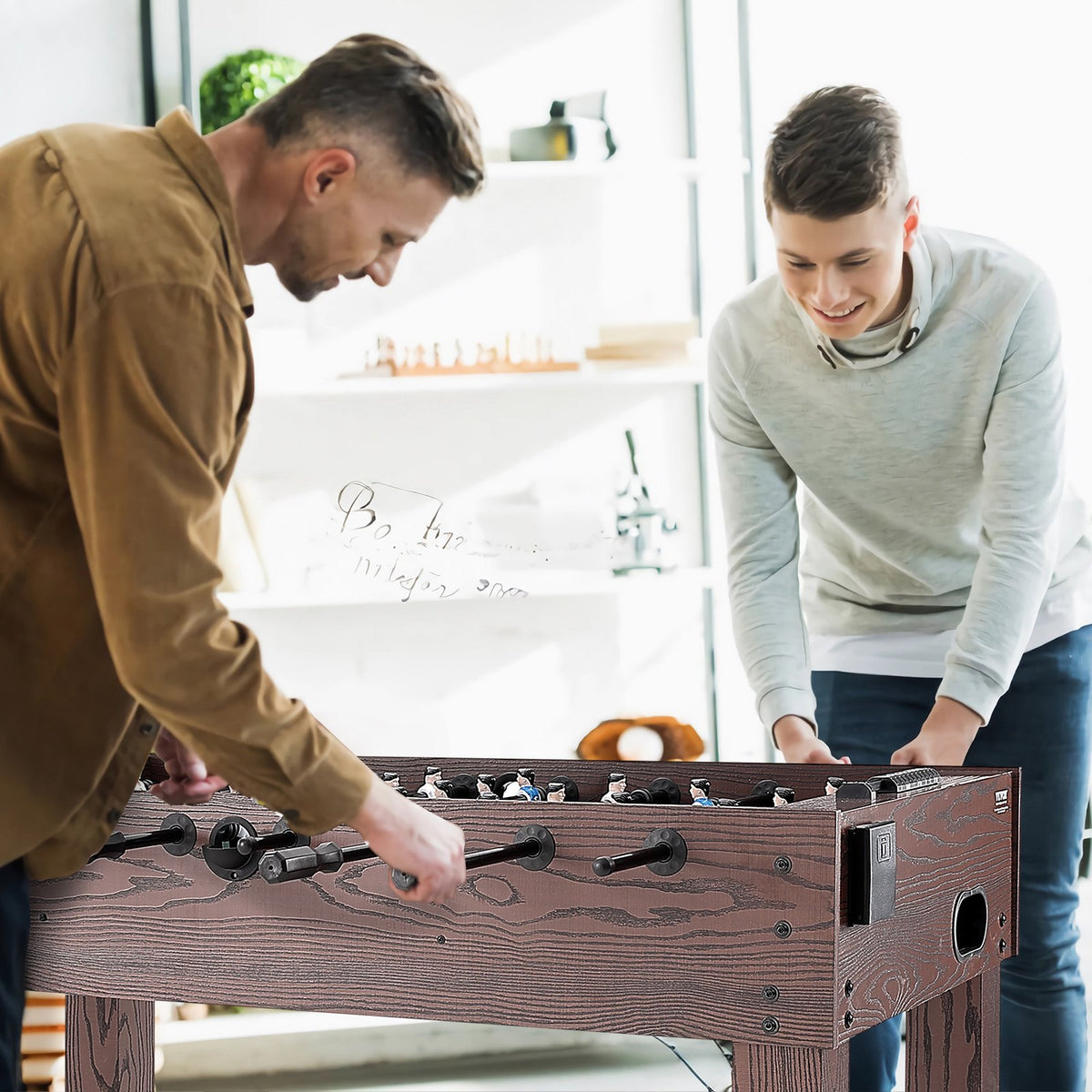 Foosball Table 48 Inch | Standard Indoor Soccer Table with 2 Balls & Cup Holders | Full Size Home & Game Room Play Set