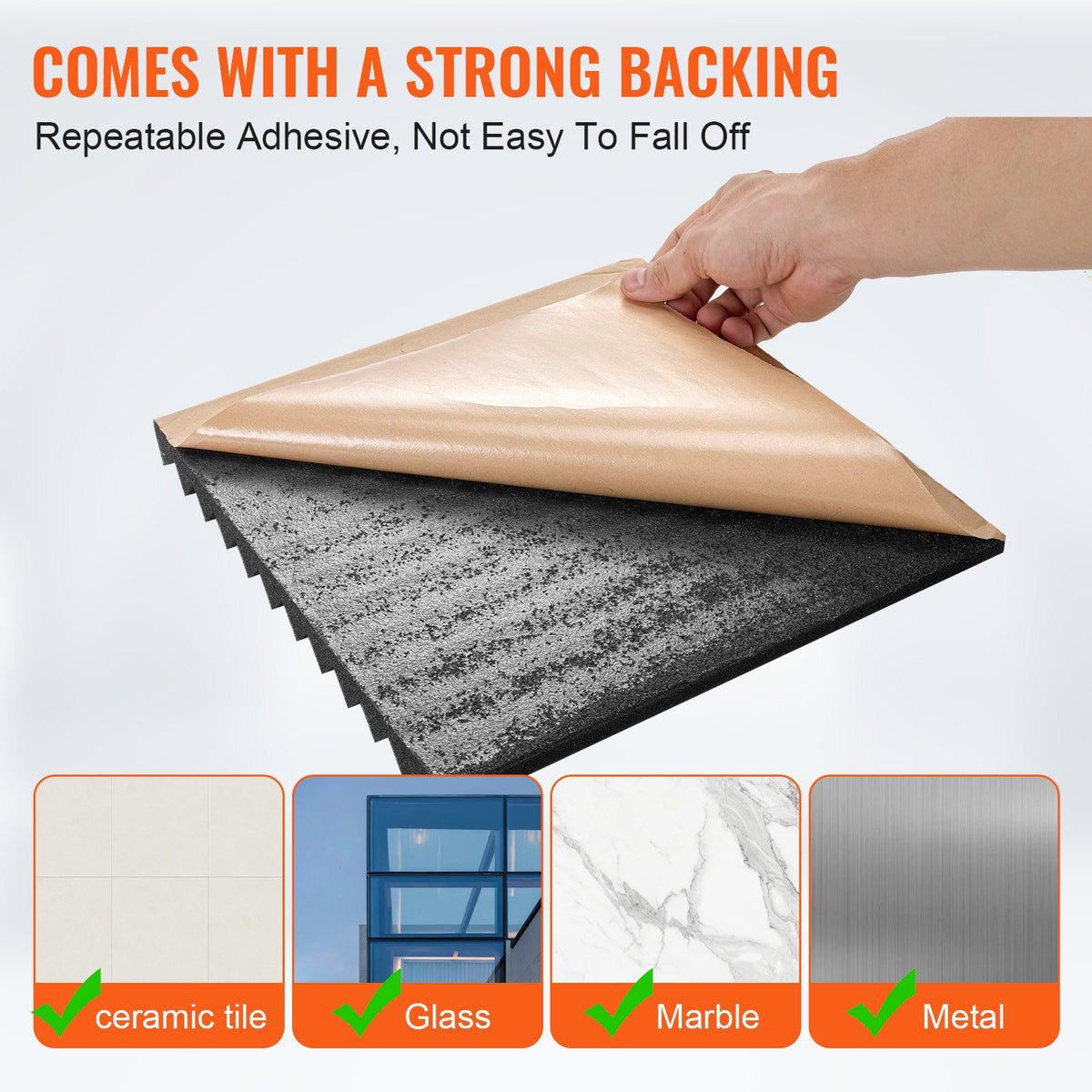 Acoustic Foam Panels 48 Pack | 12" x 12" x 1" | Adhesive Soundproof Tiles for Wall & Ceiling
