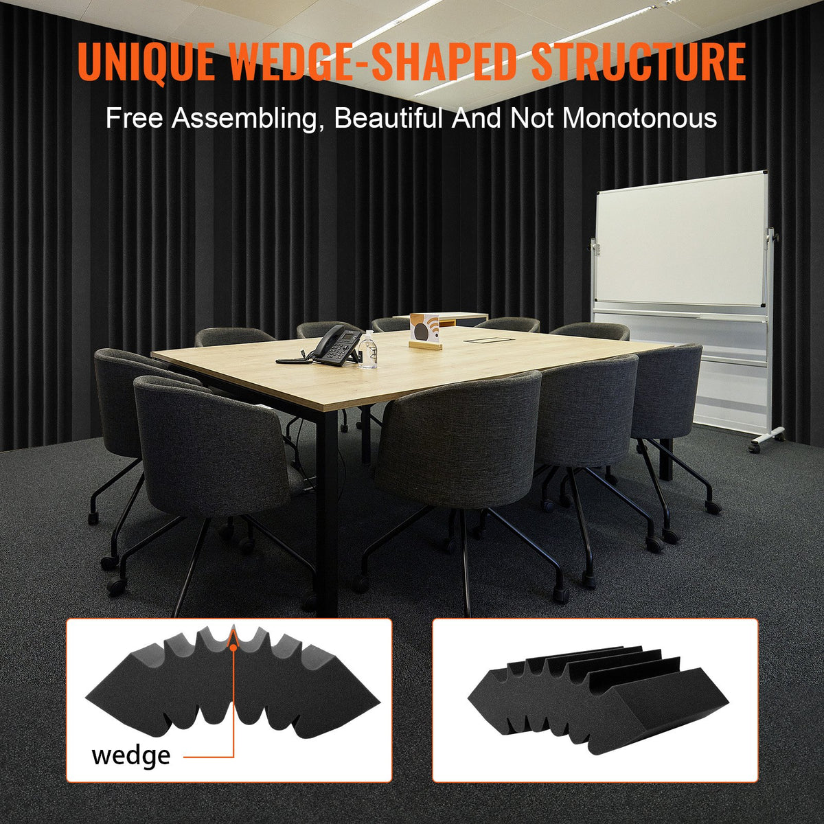 Acoustic Foam Panels | 4-Pack 16.5"x6.3"x12" Adhesive Soundproofing for Wall & Ceiling