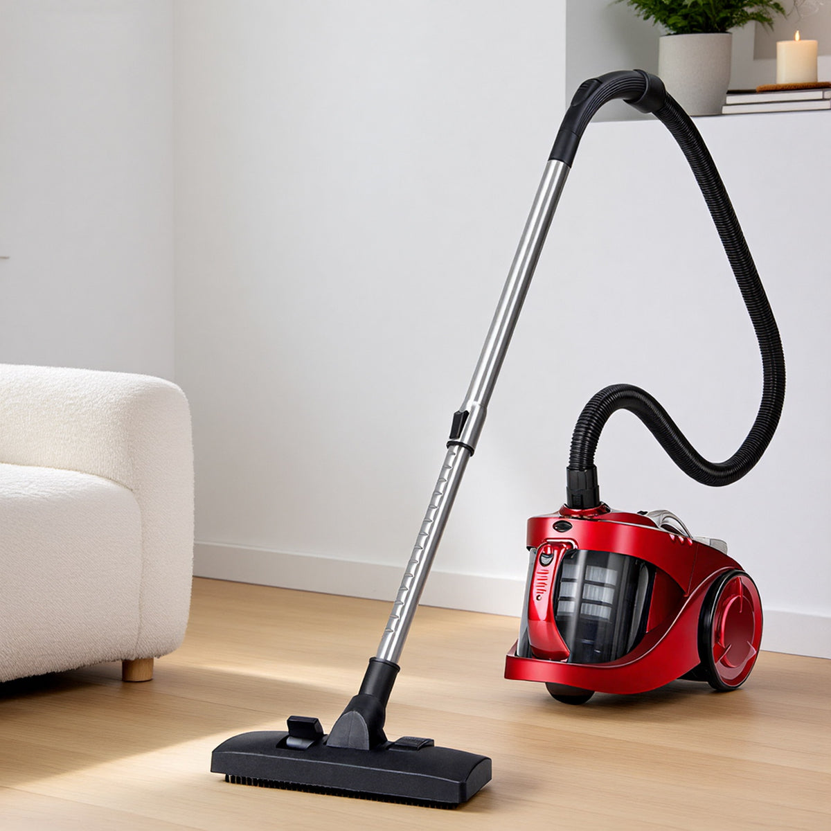 Devanti Bagless Vacuum Cleaner Cleaners Cyclone Cyclonic Vac HEPA Filter Car Home Office 2200W Red